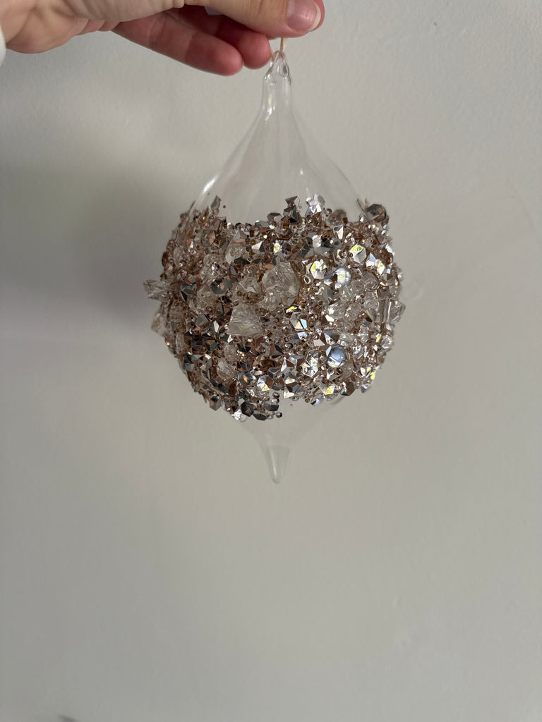 120mm Glass gold bead encrusted finial