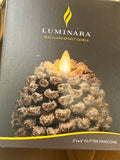 4.5 Inch Wax snowy pinecone luminaria indoor candle
