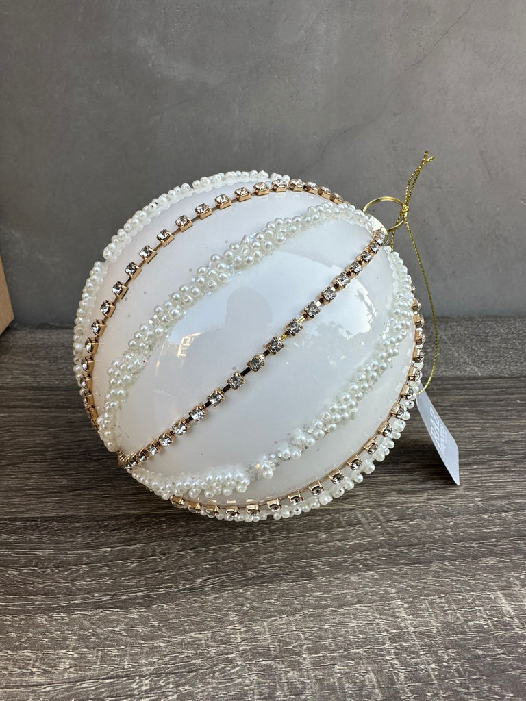 5" Rhinestone and pearl ball orn